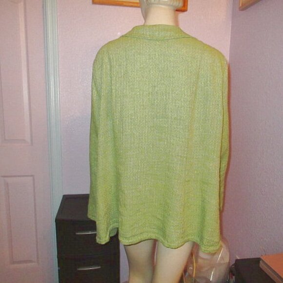FLAX Cross Weave Linen Top Size L Tunic Tweed Button Up V-Neck Lagenlook Artsy - Picture 7 of 10